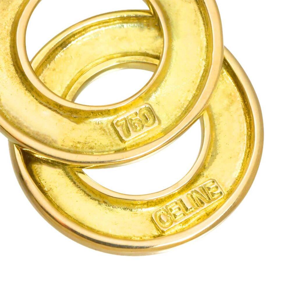 Celine Circle Earrings 18K YG Yellow Gold 750 Pierced - Picture 4 of 6